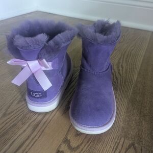 UGG Lavender Boots with Pink Ribbon